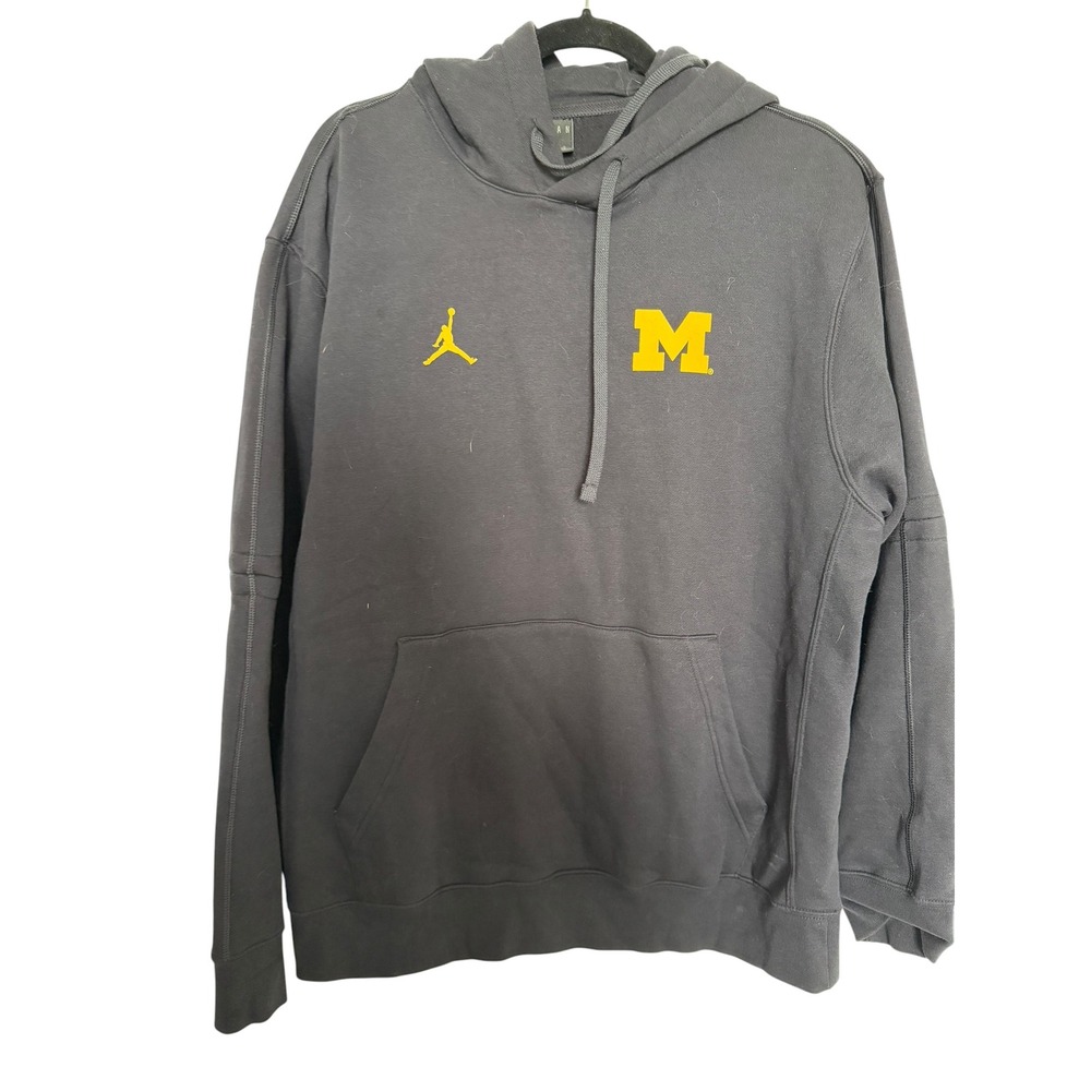 Jordan Brand Michigan Wolverines Hoodie Mens L Charcoal Grey Jumpman Pullover